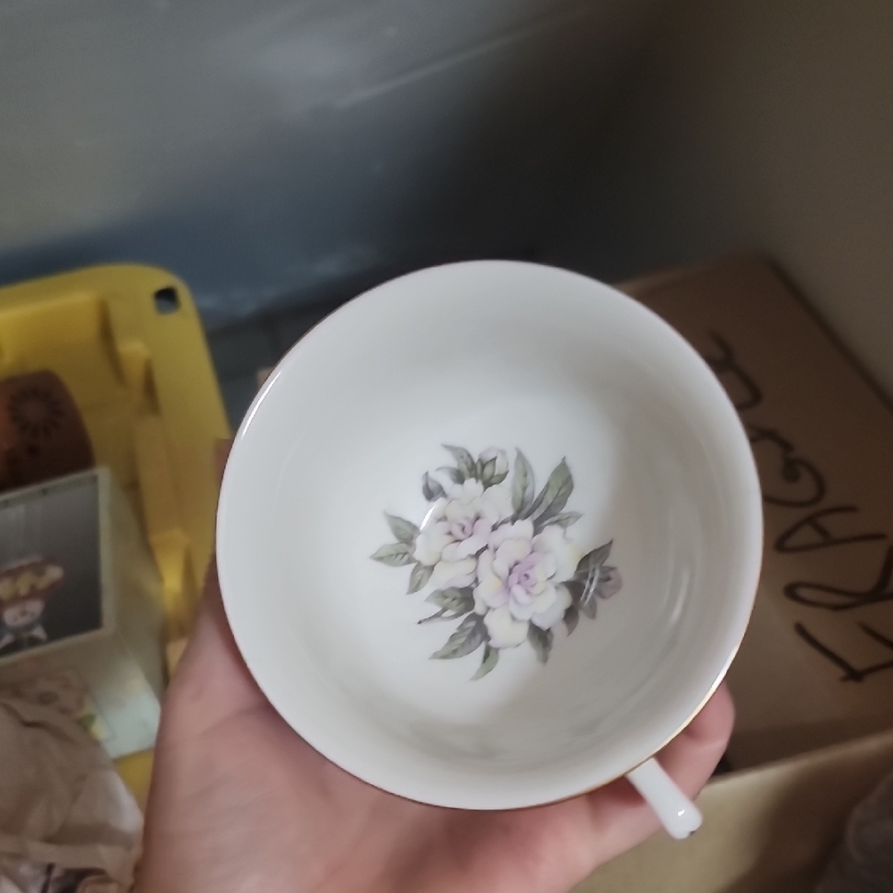 Floral Teacup with Gold Rim